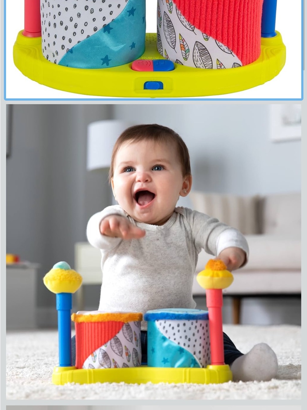 Lamaze Squeeze Beats First Drum Set - Baby Sensory Toy